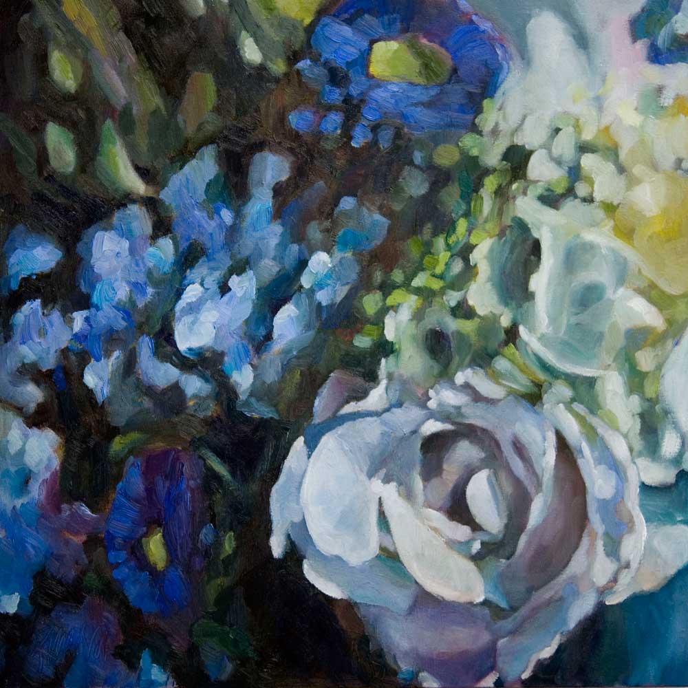 Rumora Blue Bridal Bouquet Oil Painting