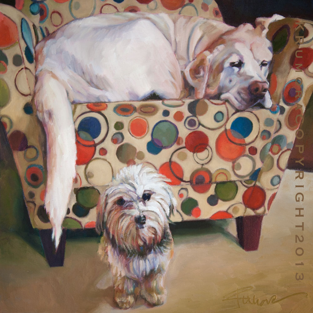 Dogs Lab Painting Oil on Canvas Karen Rumora