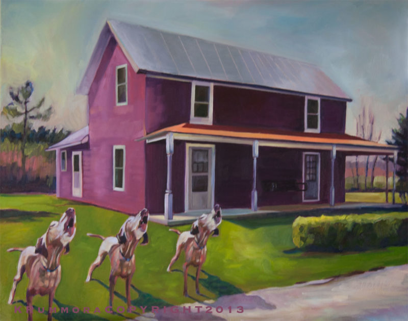 Three Howling Dogs & Purple House